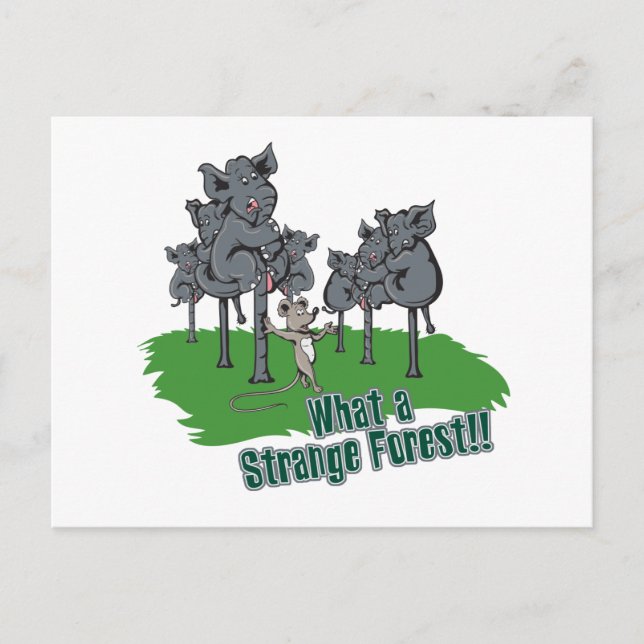elephants scared of mouse funny forest vector cart postcard (Front)