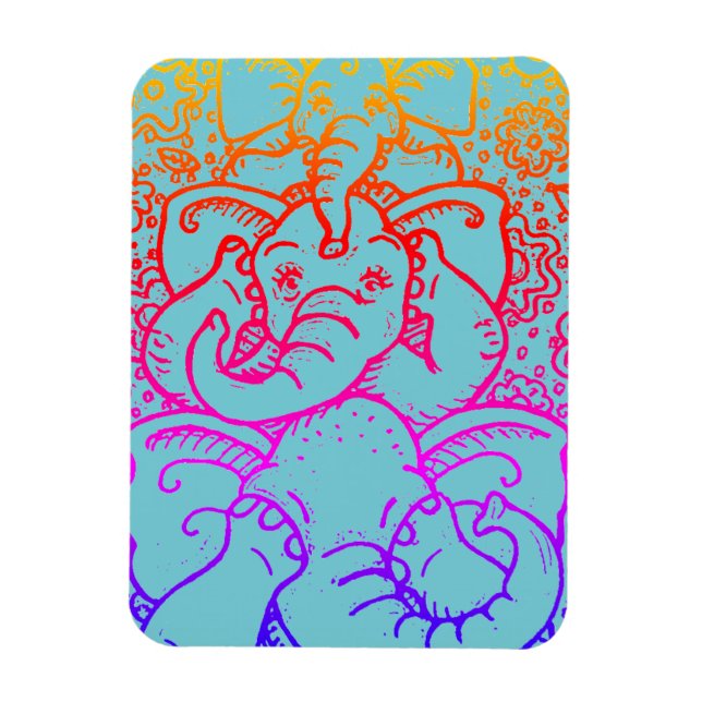 ELEPHANTS SEE NO EVIL MAGNET Rainbow (Vertical)