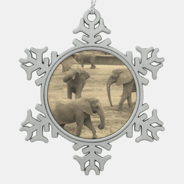 Elephants Snowflake Ornament (Front)