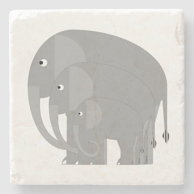 Elephants Stone Coaster (Front)
