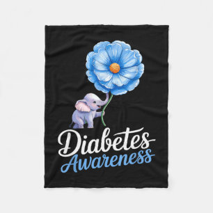 Elephants sunflower diabetes awareness day fleece blanket