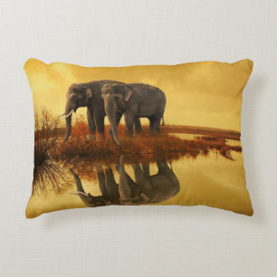 Elephants Sunset Decorative Cushion