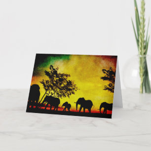 Elephants Sunset Greeting Card