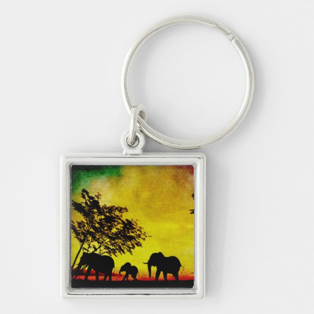Elephants Sunset Key Ring (Front)