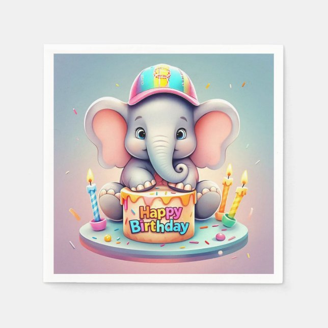 " ELEPHANT'S SWEET CELEBRATION " NAPKIN (Front)