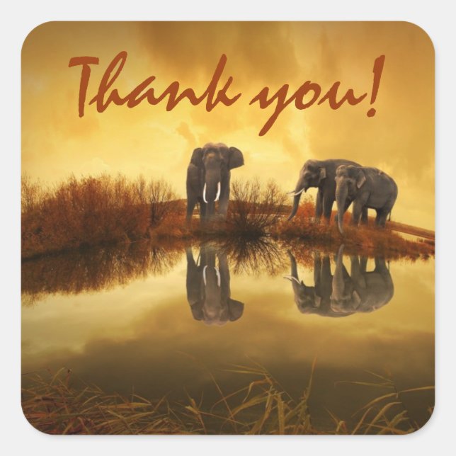 Elephants Thank YOU Square Sticker (Front)