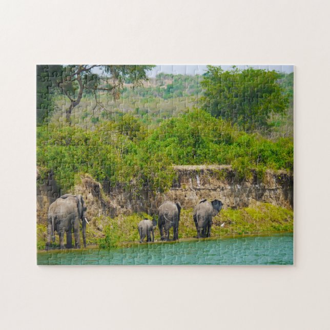 Elephants Uganda. Jigsaw Puzzle (Horizontal)