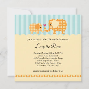 Elephants Unisex Baby Shower Invitation
