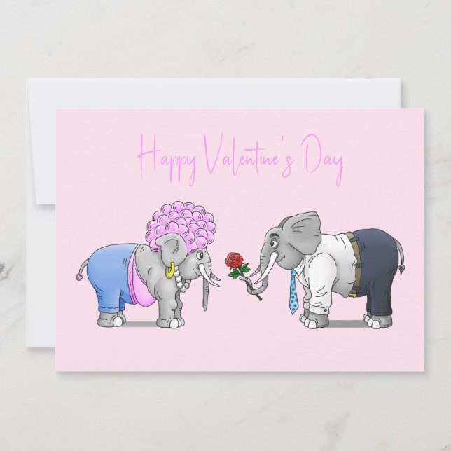 Elephants Valentines Day Holiday Card (Front)