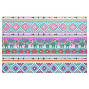Elephants with Aztec Pattern Fabric
