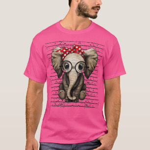 Elephants with bandanna headband and glasses  T-Shirt