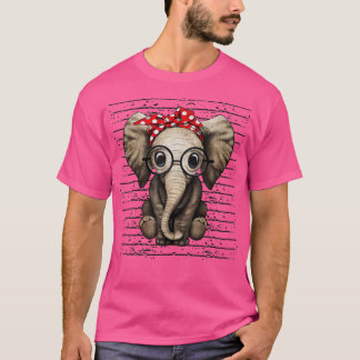 Elephants with bandanna headband and glasses  T-Shirt