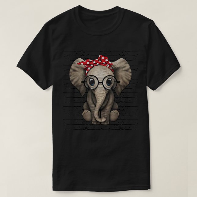 Elephants with bandanna headband and glasses  T-Shirt (Design Front)