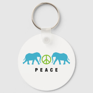 Elephants with Peace Key Ring