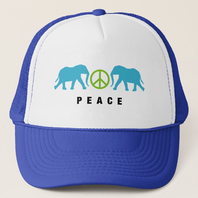 Elephants with Peace Trucker Hat (Front)