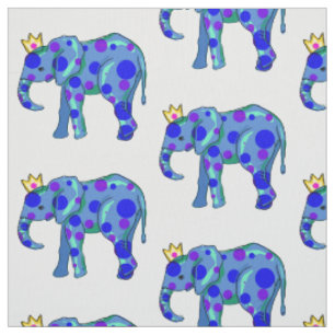 Elephants with Polka Dots and a Fancy Crown Fabric