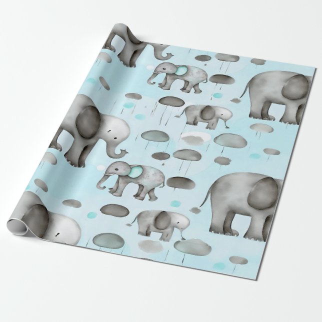 Elephants Wrapping Paper (Unrolled)