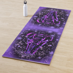 Elephants Yoga Mat Walking At Purple Starry Nigh