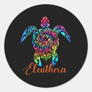 Eleuthera Hamas Sea Turtle Family Vacation Summer  Classic Round Sticker