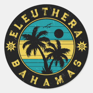 Eleuthera Island Bahamas Palm Tree Souvenirs Classic Round Sticker