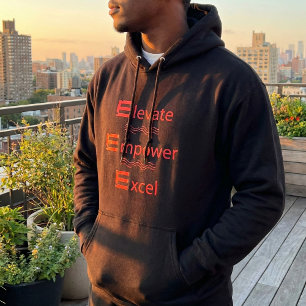Elevate Empower Excel – Bold Red Empowerment Hoodie