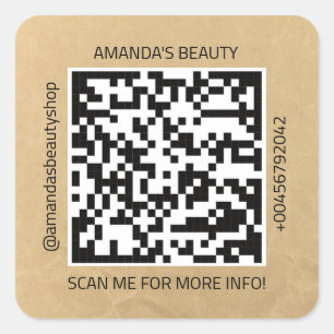 Elevate Your Brand with QR Code Kraft Square Square Sticker