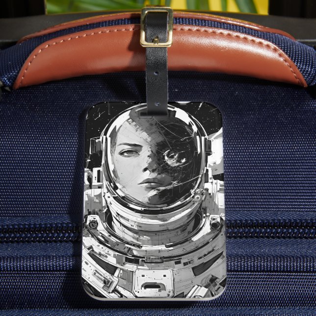 Elevate Your Imagination: Striking Girl Astronaut  Luggage Tag (Front Insitu 2)
