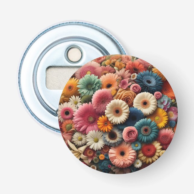 Elevate Your Space Colourful Gerbera Daisy Floral  Bottle Opener (Front)