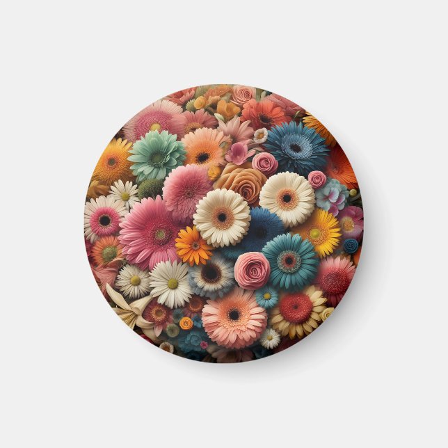 Elevate Your Space Colourful Gerbera Daisy Floral  Magnet (Front)