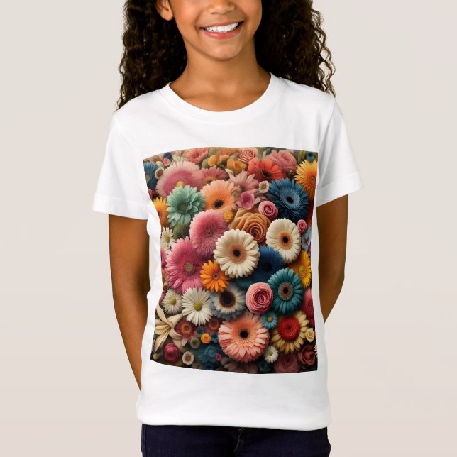 Elevate Your Space Colourful Gerbera Daisy Floral  T-Shirt (Front)