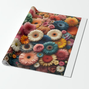 Elevate Your Space Colourful Gerbera Daisy Floral Wrapping Paper