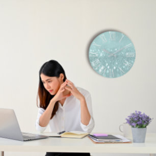 Elevate Your Space with the Teal Glitter Grey Meta Large Clock