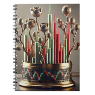 Elevate your space with trading-inspired art. 10 notebook