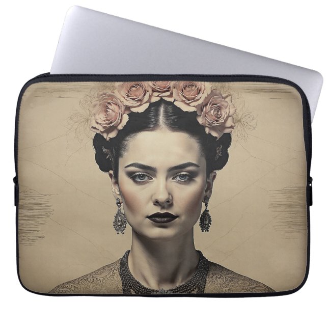 Elevate Your Tech Style with Frida Kahlo Laptop Sleeve (Front)