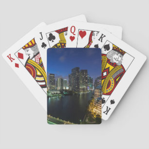 Elevated city skyline from Brickell Key Playing Cards