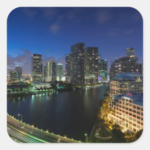 Elevated city skyline from Brickell Key Square Sticker