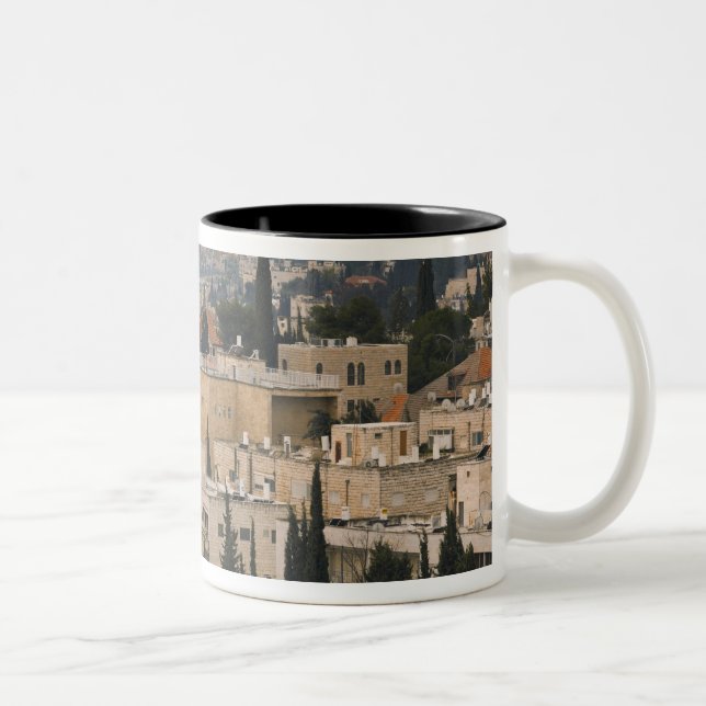 Elevated city view from Jerusalem YMCA tower Two-Tone Coffee Mug (Right)