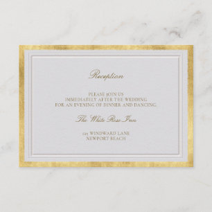 Elevated Ivory Gold Wedding Formal Reception Enclosure Card