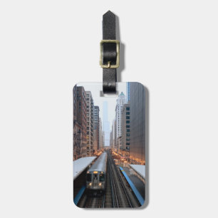 Elevated rail in downtown Chicago over Wabash Luggage Tag
