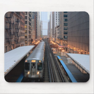 Elevated rail in downtown Chicago over Wabash Mouse Pad