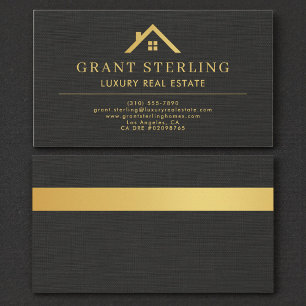 Elevated Real Estate Agent Black Gold Business Card