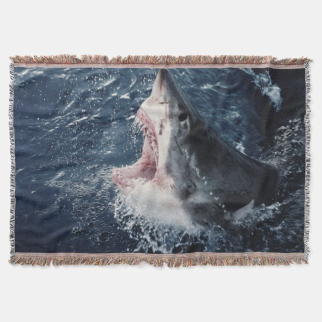 Elevated Shark mouth open Throw Blanket (Front)