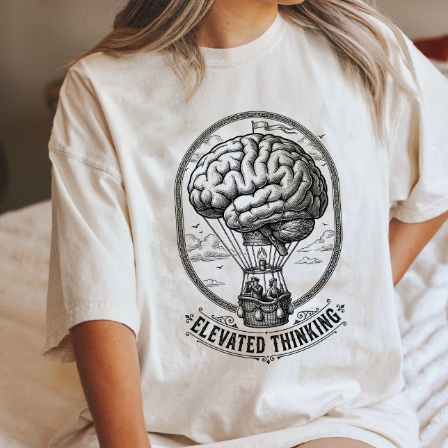 Elevated Thinking Brain Hot Air Balloon Art Tri-Blend Shirt (Creator Uploaded)