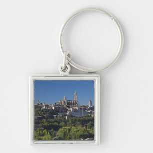 Elevated town view with the Segovia Cathedral Key Ring