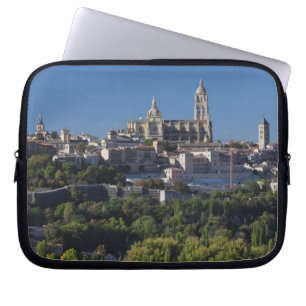 Elevated town view with the Segovia Cathedral Laptop Sleeve