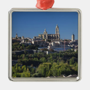 Elevated town view with the Segovia Cathedral Metal Tree Decoration