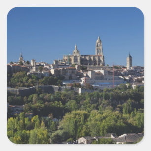 Elevated town view with the Segovia Cathedral Square Sticker
