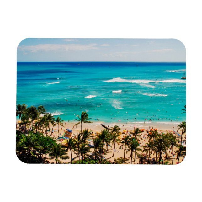 Elevated View Of Waikiki Beach Scene, Honolulu 2 Magnet (Horizontal)