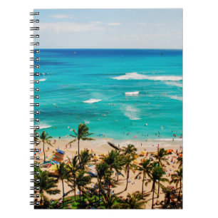 Elevated View Of Waikiki Beach Scene, Honolulu 2 Spiral Notebook