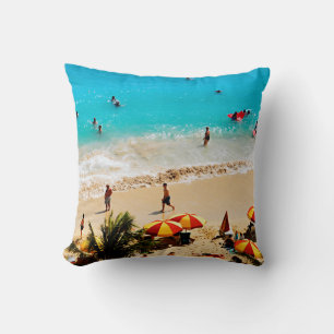 Elevated View Of Waikiki Beach Scene, Honolulu Cushion